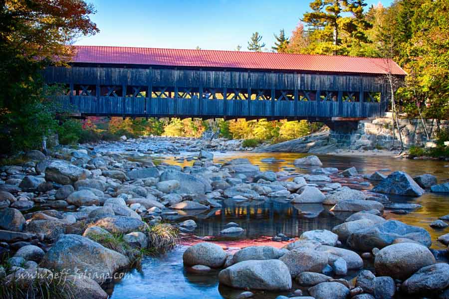The Albany Covered Bridge lies along the Kancamagus Highway.