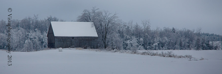 Vermont barn under blanket of snow