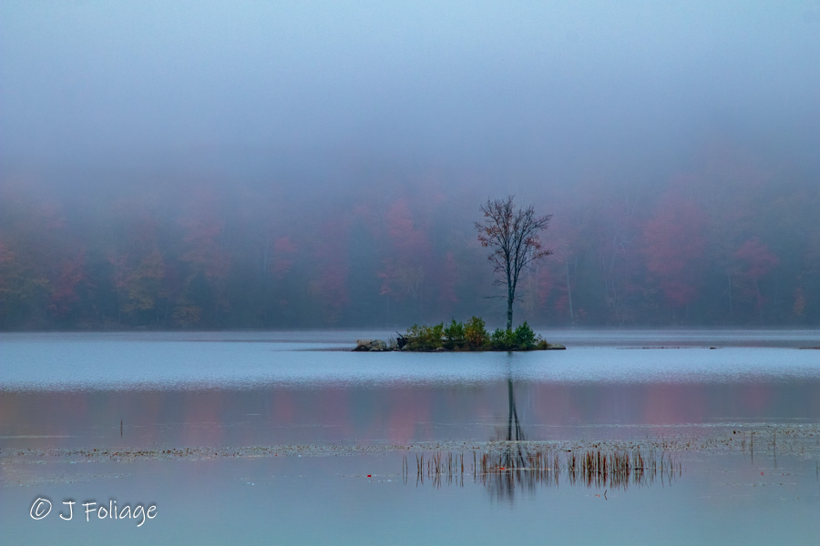Kent Pond, Killington Vermont on a foggy morning