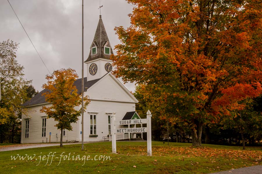white meetinghouse in Sugar hill New Hampshire
