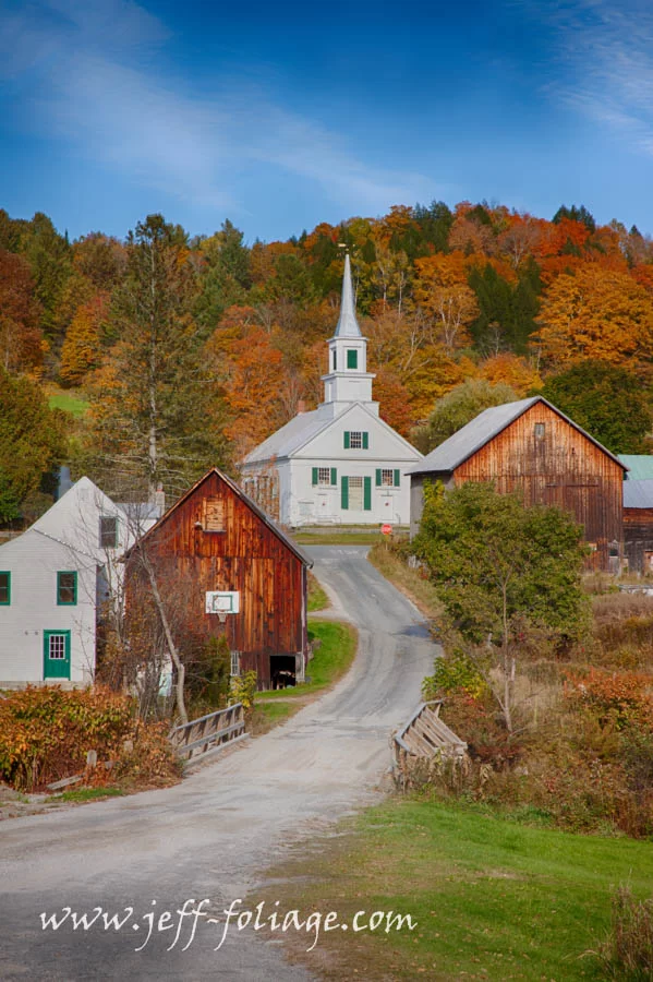 Waits river church in the fall colors of Vermont