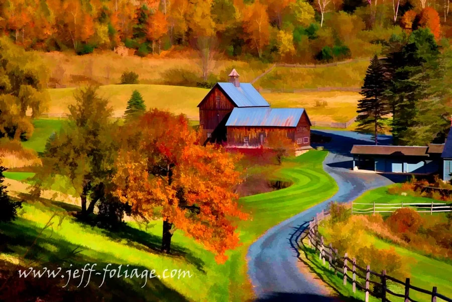 Sleepy Hollow farm Vermont in autumn fall colors