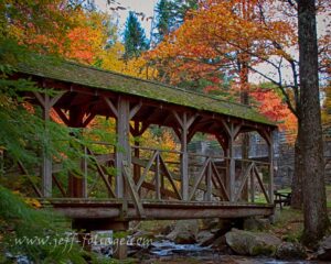 footbridge over Damon stream under the New England fall foliage
