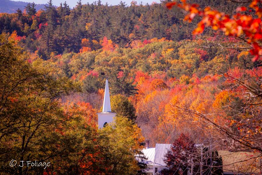 New Hampshire Church Steeple in the fall colors