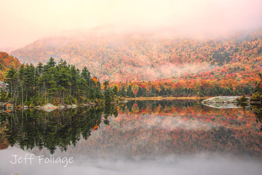 Peak fall color reflection on Beaver Pond