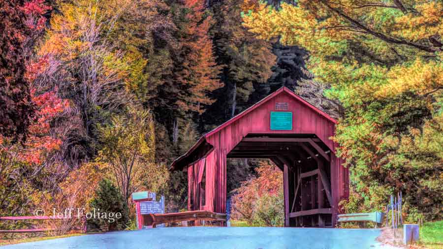 Lower Cox brook covered bridge in Autumn