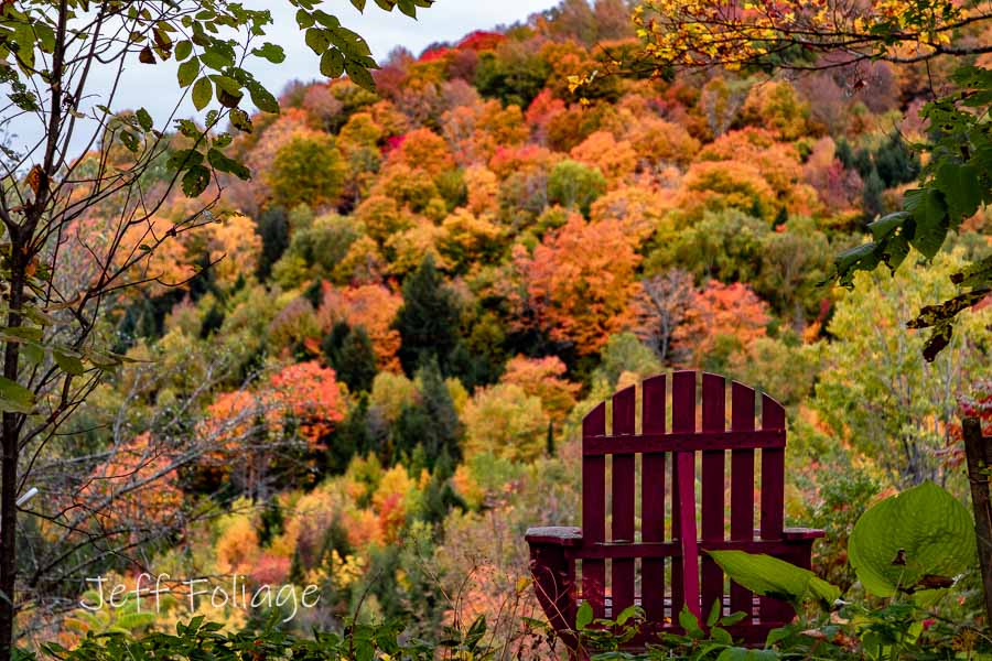 A chair in Topsham Vermont with a front row seat to the fall colors