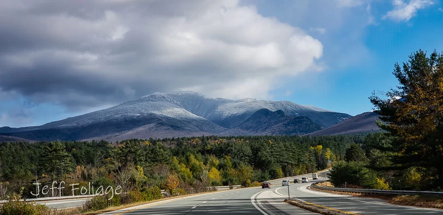 View of Mount Lafayette in 2018 at the tail end of the foliage season