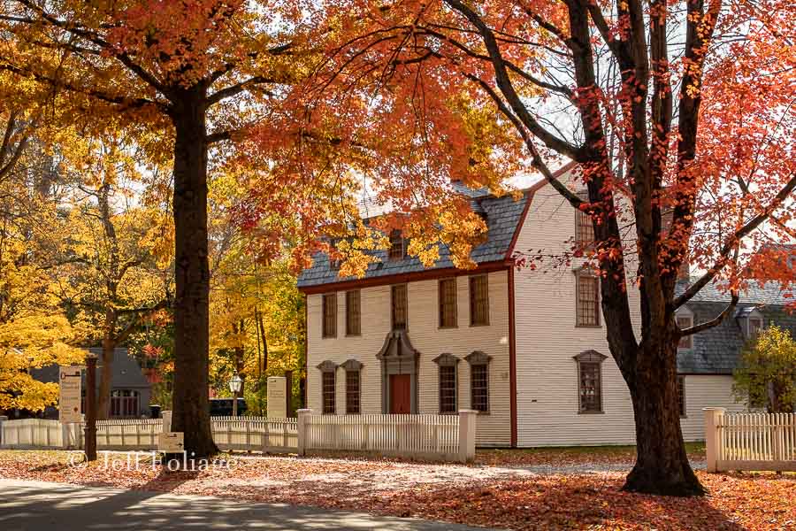 Apprentice workshop in historic Deerfield  in autumn fall colors