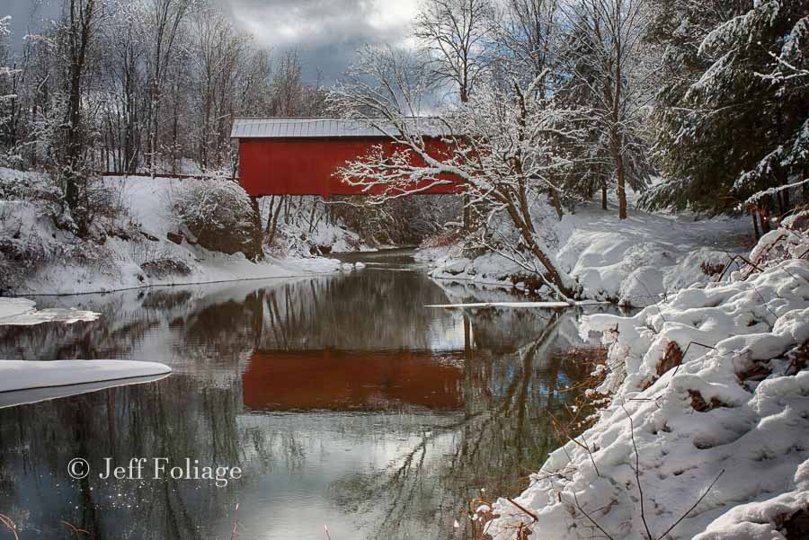 The Slaughterhouse covered bridge is one of the northfield 5 in Northfield falls Vermont. all are red painted covered bridges