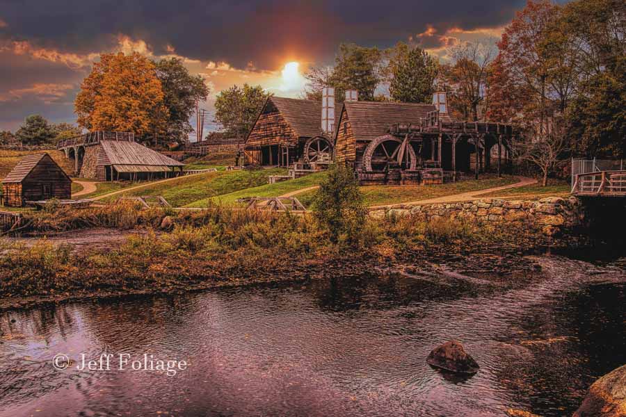 Sunset in the fall at the Saugus Ironworks