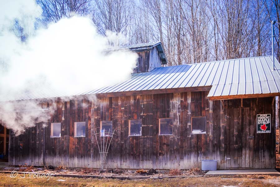 Depatie sugar shack in spring beginning to boil sap