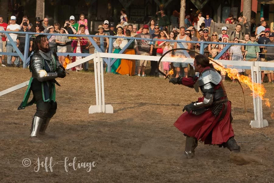 Two knights fighting at King Richards faire in Carver Massachusetts