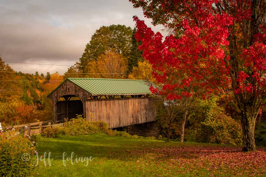 Village Covered Bridge over the Lamoille River in Waterville Vermont