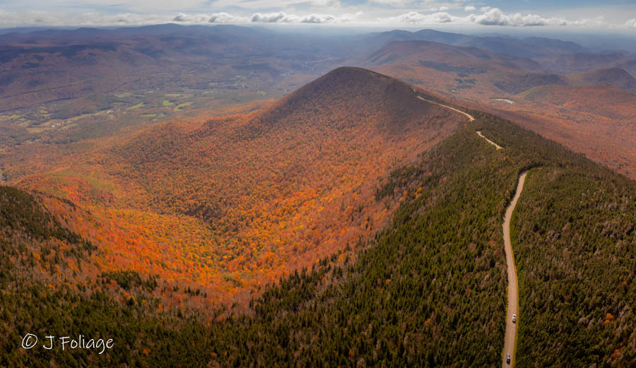 Drone view from Mount Equinox on Vermont's skyline drive