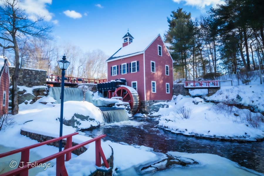 the millstream in Chelmsford Massachusetts in winter