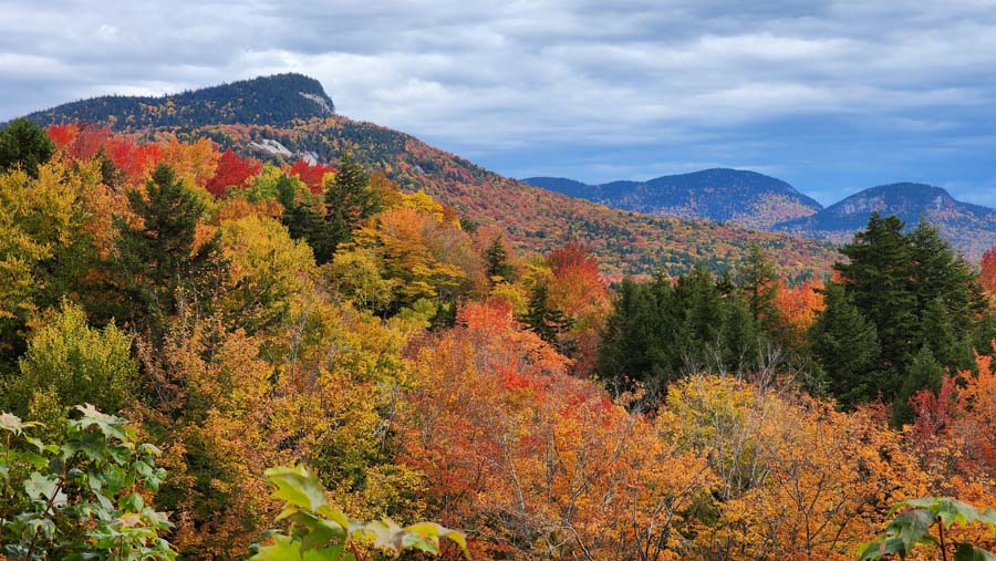 View of the White Mountains from the Sugar Hill Scenic Overlook along the Kancamagus Highway