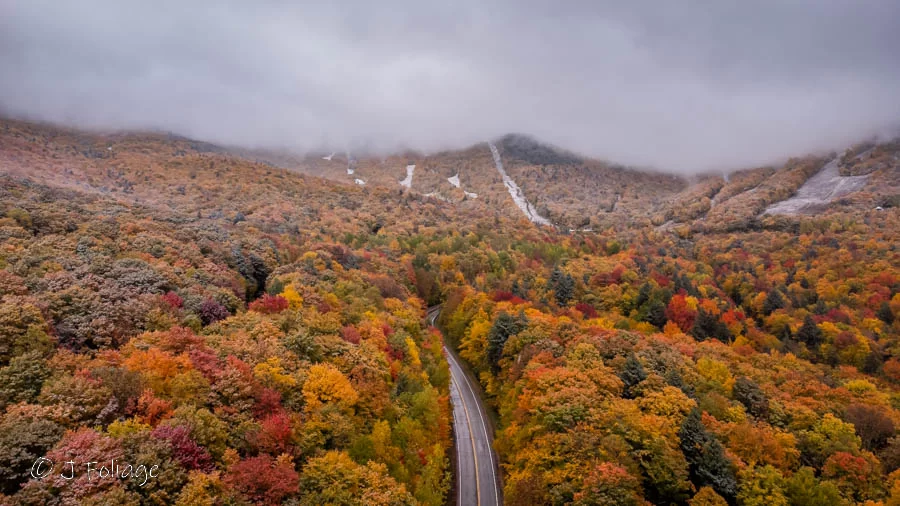 North-end of Smugglers Notch getting a coating of snow