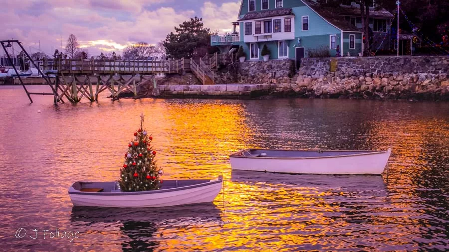 Christmas on Little Harbor in Marblehead by drone