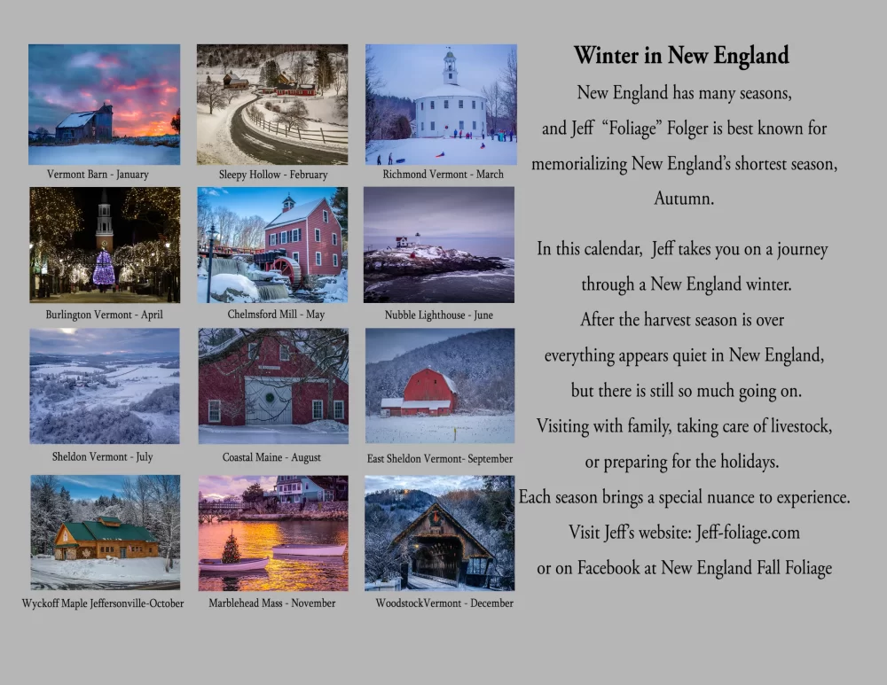winter calendar back page for New england images