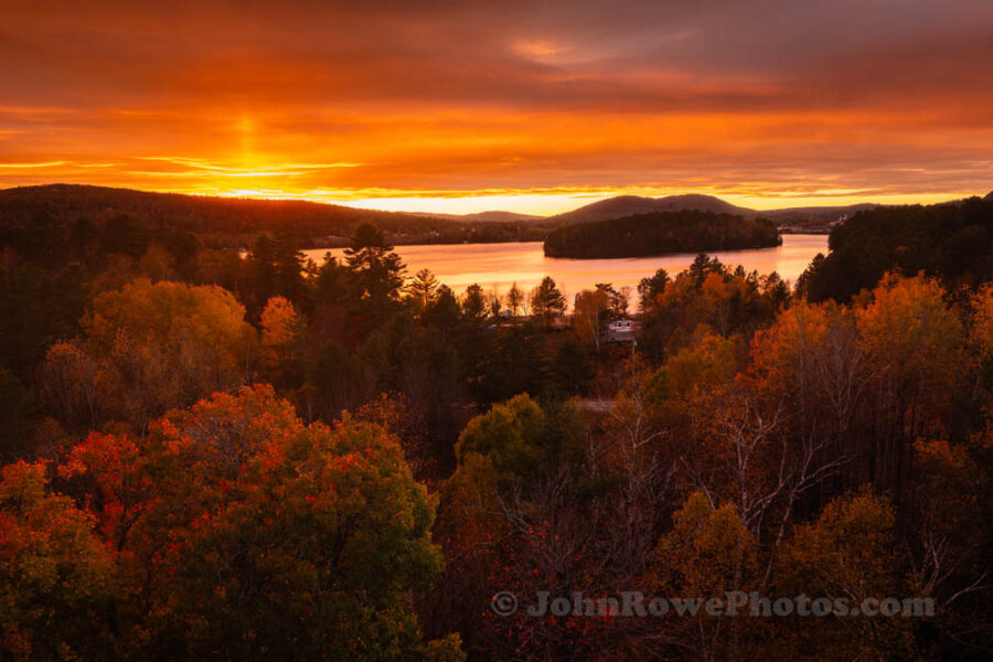 Fiery Sunset at Island Pond VT