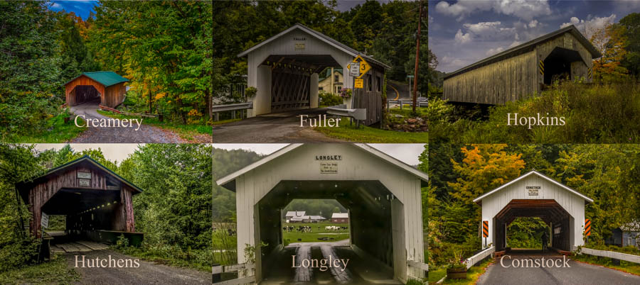 The six current covered bridges in Montgomery Vermont