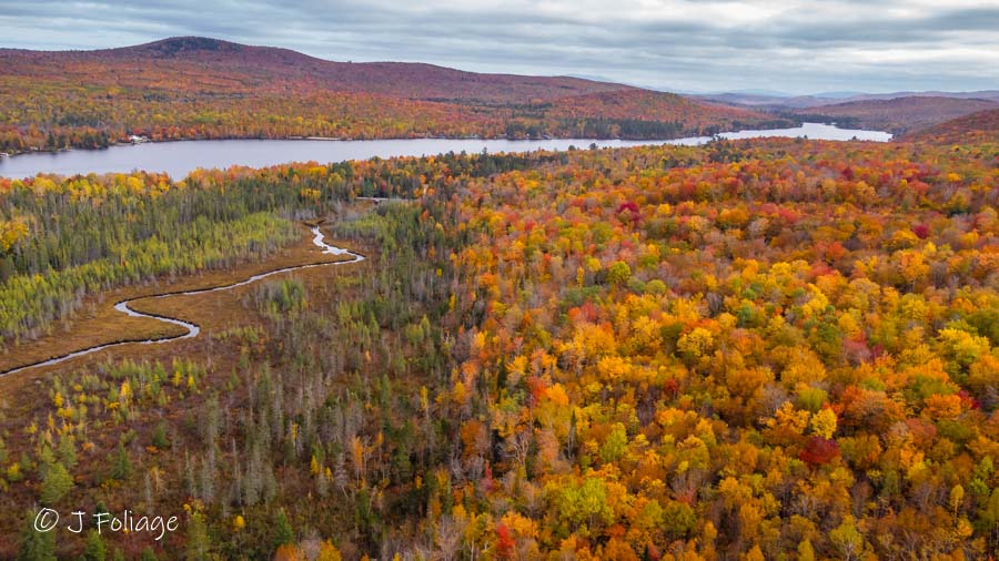 Drone view of Lake Groton in Groton State Park