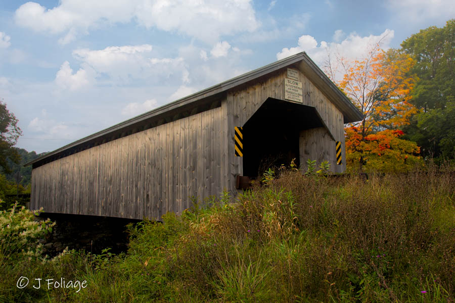 Hopkins covered bridge on route 118 near Montgomery Vermont
