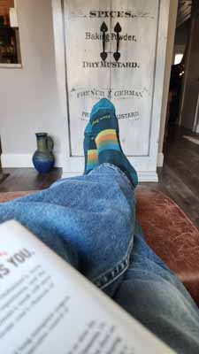 relaxing socks in my Darn Tough Vermont made socks