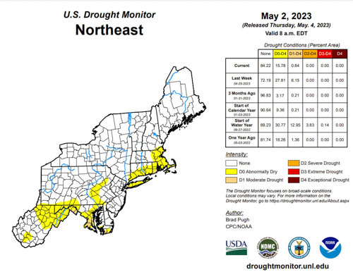 NOAA drought monitor for 2 may 2023