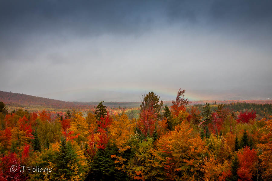 The clouds were low and filled with rain but off in the distance a rainbow low to the ground could be seen from the Milan fire tower.