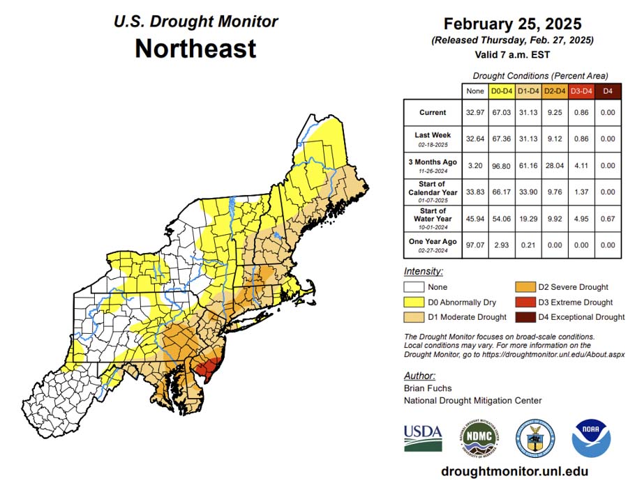 drought Feb 2025 map from NOAA